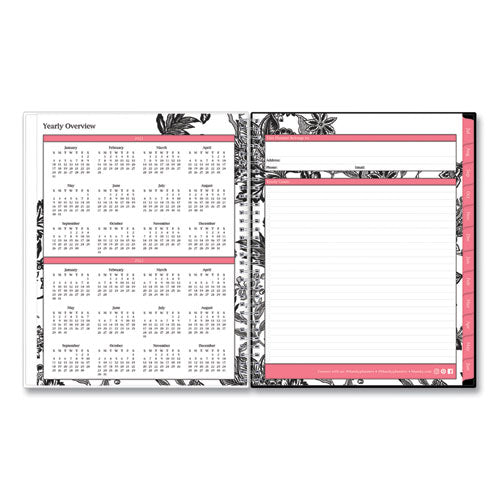 Analeis Create-your-own Cover Weekly/monthly Planner, Floral, 11 X 8.5, White/black/coral, 12-month (july To June): 2023-2024