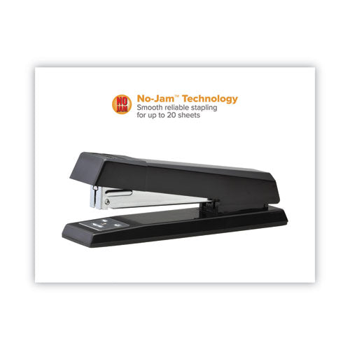No-jam Premium Stapler, 20-sheet Capacity, Black.