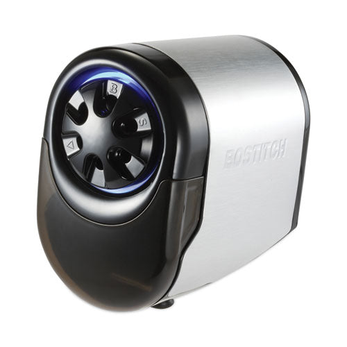 Quietsharp Glow Classroom Electric Pencil Sharpener, Ac-powered, 6.13 X 10.69 X 9, Silver/black.
