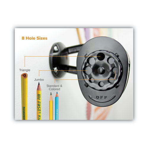 Metal Manual Pencil Sharpener, Manually-powered, 5.44" X 2.69" X 4.33", Black.