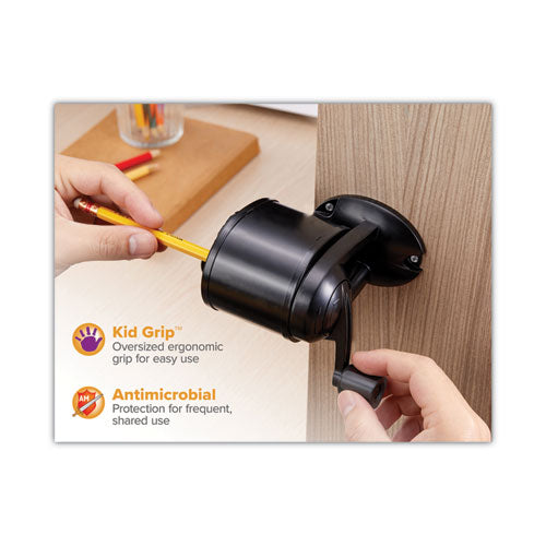 Metal Manual Pencil Sharpener, Manually-powered, 5.44" X 2.69" X 4.33", Black.