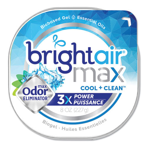 Max Odor Eliminator Air Freshener, Cool And Clean, 8 Oz Jar, 6/carton