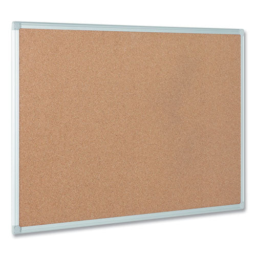 Earth Cork Board, 24 X 18, Tan Surface, Silver Aluminum Frame.