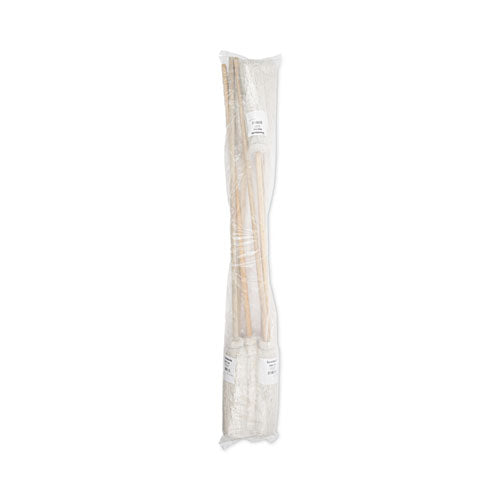 Handle/deck Mops, #16 White Cotton Head, 48" Natural Wood Handle.