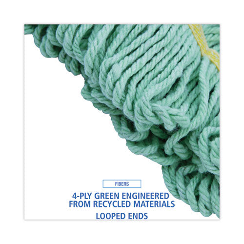 Ecomop Looped-end Mop Head, Recycled Fibers, Large Size, Green, 12/carton.