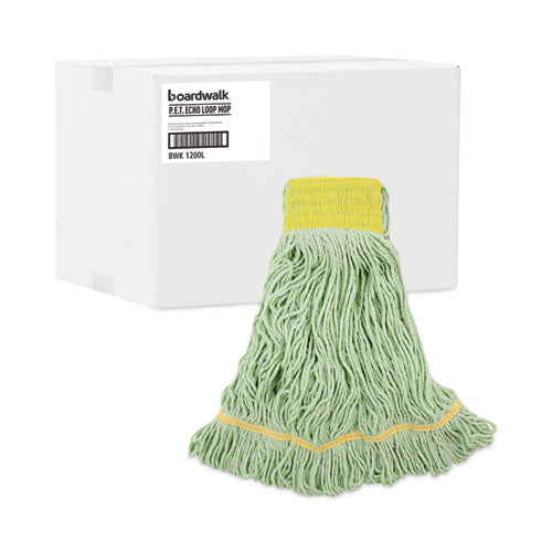 Ecomop Looped-end Mop Head, Recycled Fibers, Large Size, Green, 12/carton.