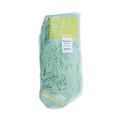 Ecomop Looped-end Mop Head, Recycled Fibers, Large Size, Green, 12/carton.