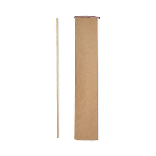 Threaded End Broom Handle, Lacquered Wood, 0.94" Dia X 60", Natural.