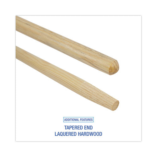 Tapered End Broom Handle, Lacquered Pine, 1.13" Dia X 60", Natural.