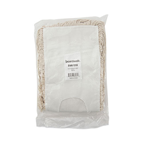 Industrial Dust Mop Head, Hygrade Cotton, 18w X 5d, White.