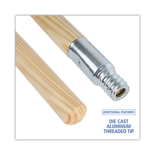 Metal Tip Threaded Hardwood Broom Handle, 0.94" Dia X 60", Natural.