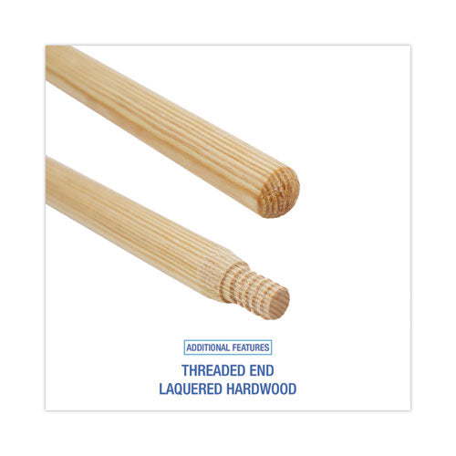 Heavy-duty Threaded End Lacquered Hardwood Broom Handle, 1.13" Dia X 60", Natural.