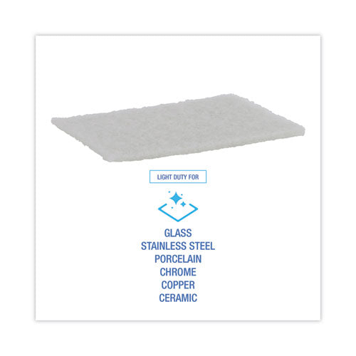Light Duty Scour Pad, White, 6 X 9, White, 20/carton.