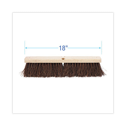 Floor Brush Head, 3.25" Natural Palmyra Fiber Bristles, 18" Brush.