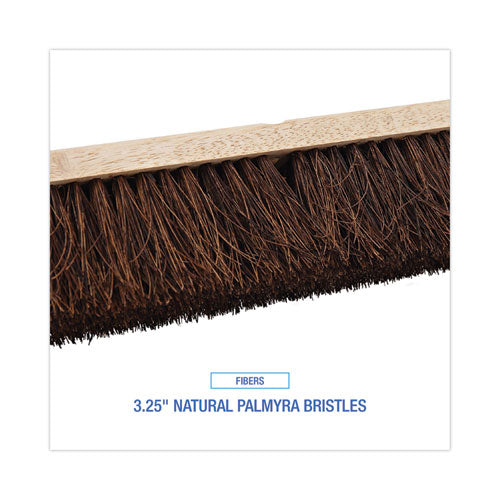Floor Brush Head, 3.25" Natural Palmyra Fiber Bristles, 24" Brush.