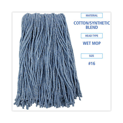 Mop Head, Standard Head, Cotton/synthetic Fiber, Cut-end, #16., Blue.