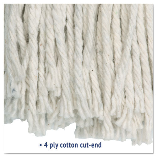 Cut-end Wet Mop Head, Cotton, No. 16 Size, White.