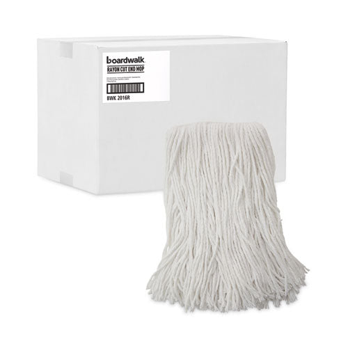 Mop Head, Value Standard Head, Rayon Fiber, Cut-end, Size No. 16, White, 12/carton.
