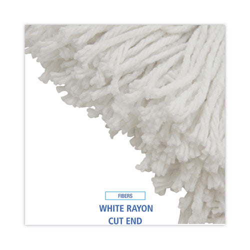 Mop Head, Value Standard Head, Rayon Fiber, Cut-end, Size No. 16, White, 12/carton.