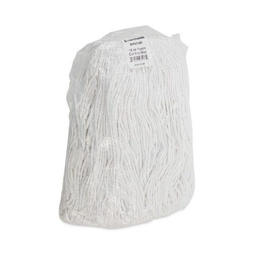 Mop Head, Value Standard Head, Rayon Fiber, Cut-end, Size No. 16, White, 12/carton.