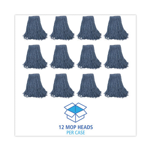 Mop Head, Standard Head, Cotton/synthetic Fiber, Cut-end, #20, Blue, 12/carton.