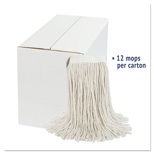 Cut-end Wet Mop Head, Cotton, White, #20, 12/carton.