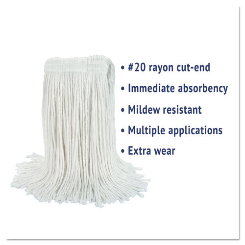 Cut-end Wet Mop Head, Rayon, No. 20, White, 12/carton.