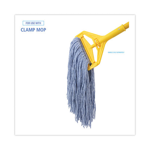 Mop Head, Standard Head, Cotton/synthetic Fiber, Cut-end, #24, Blue, 12/carton.