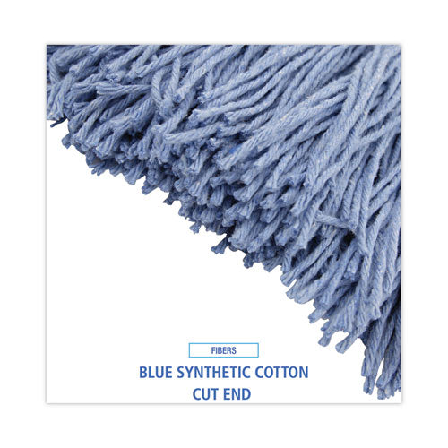 Mop Head, Standard Head, Cotton/synthetic Fiber, Cut-end, #24, Blue, 12/carton.