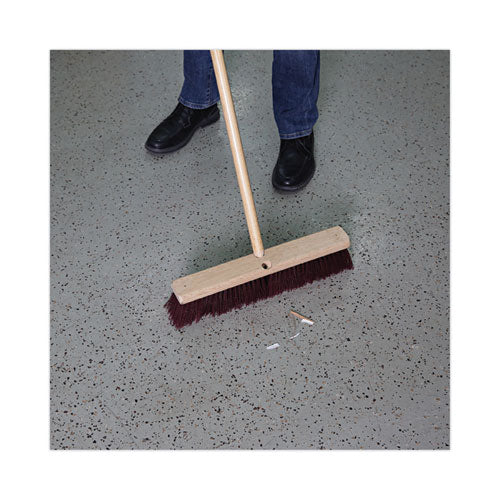Floor Brush Head, 3" Maroon Heavy-duty Polypropylene Bristles, 18" Brush.