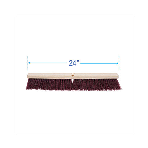 Floor Brush Head, 3.25" Maroon Stiff Polypropylene Bristles, 24" Brush.