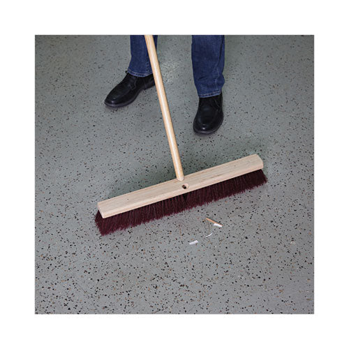 Floor Brush Head, 3.25" Maroon Stiff Polypropylene Bristles, 24" Brush.