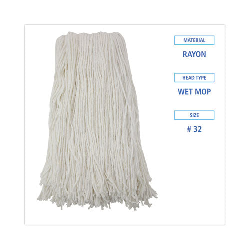 Cut-end Wet Mop Head, Rayon, No. 32, White.
