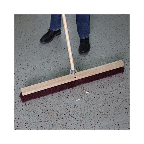 Floor Brush Head, 3.25" Maroon Stiff Polypropylene Bristles, 36" Brush.
