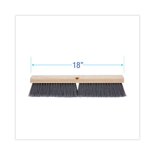 Floor Brush Head, 3" Gray Flagged Polypropylene Bristles, 18" Brush.