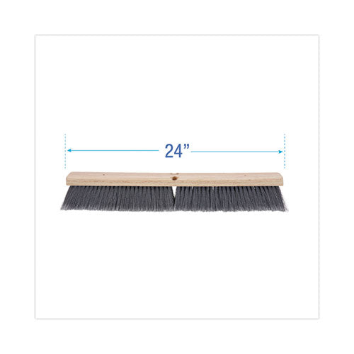 Floor Brush Head, 3" Gray Flagged Polypropylene Bristles, 24" Brush.