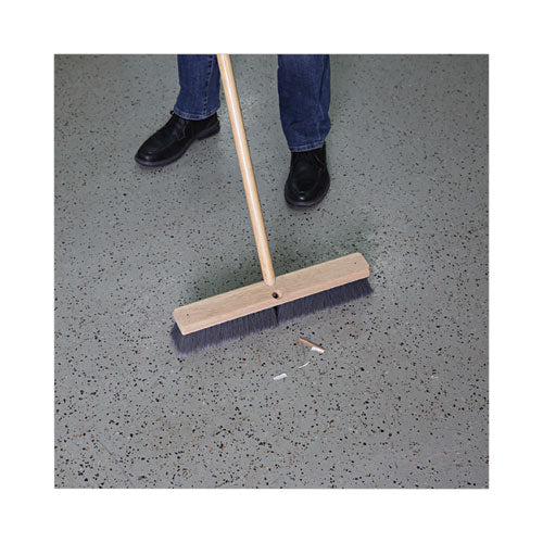 Floor Brush Head, 3" Gray Flagged Polypropylene Bristles, 24" Brush.
