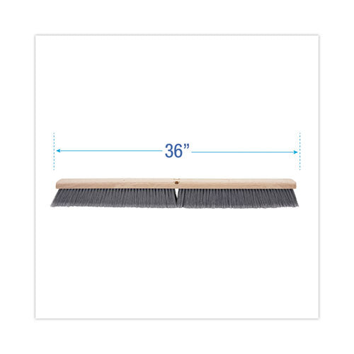 Floor Brush Head, 3" Gray Flagged Polypropylene Bristles, 36" Brush.