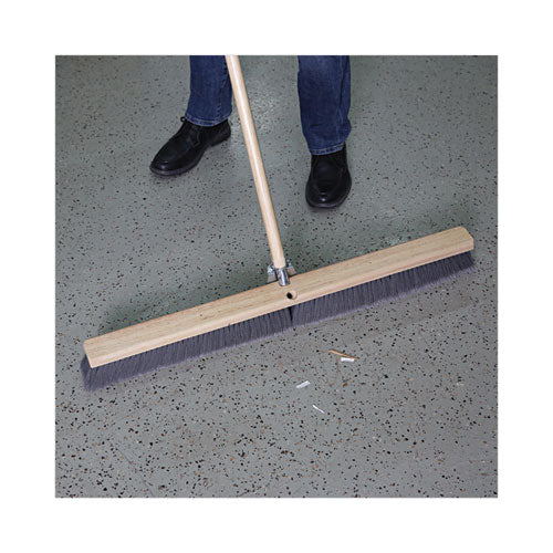Floor Brush Head, 3" Gray Flagged Polypropylene Bristles, 36" Brush.