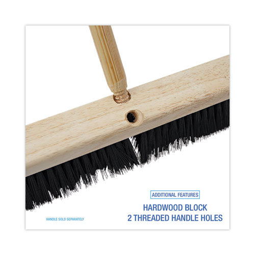 Floor Brush Head, 3" Black Medium Weight Polypropylene Bristles, 18" Brush.