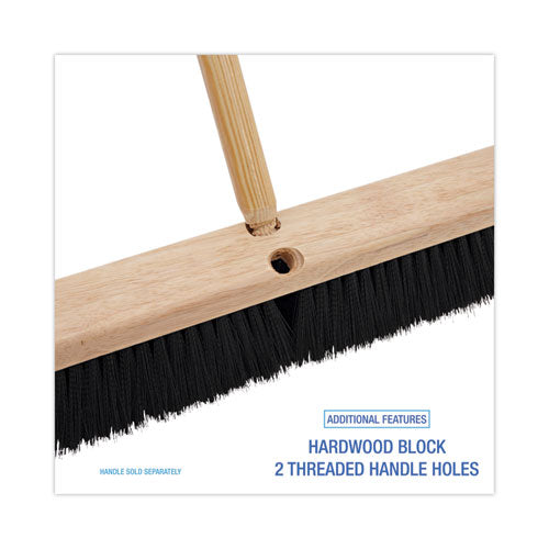Floor Brush Head, 3" Black Polypropylene Bristles, 24" Brush.
