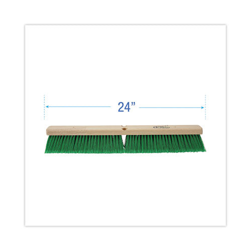 Floor Broom Head, 3" Green Flagged Recycled Pet Plastic Bristles, 24" Brush.