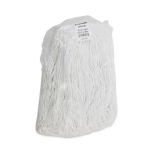 Premium Cut-end Wet Mop Heads, Rayon, 16oz, White, 12/carton.