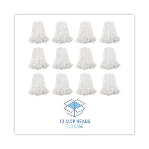 Premium Cut-end Wet Mop Heads, Rayon, 16oz, White, 12/carton.