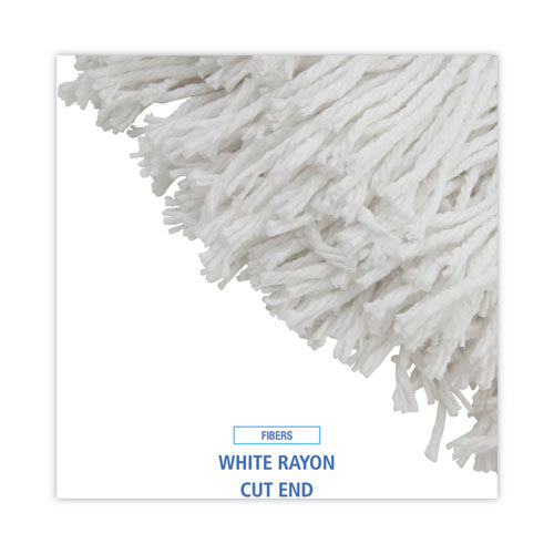 Premium Cut-end Wet Mop Heads, Rayon, 16oz, White, 12/carton.