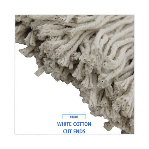 Premium Cut-end Wet Mop Heads, Cotton, 20oz, White, 12/carton.