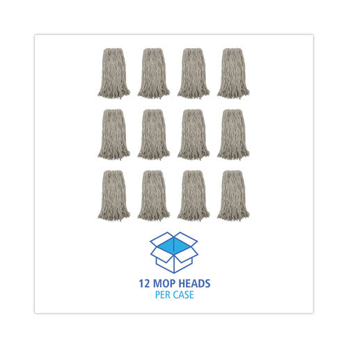 Premium Cut-end Wet Mop Heads, Cotton, 20oz, White, 12/carton.