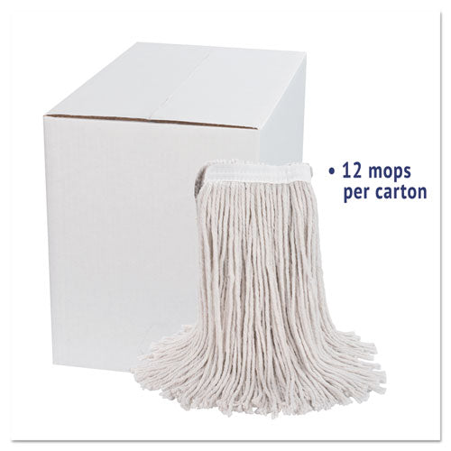 Premium Cut-end Wet Mop Heads, Cotton, 24oz, White, 12/carton.