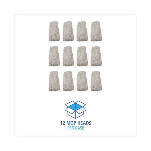 Premium Cut-end Wet Mop Heads, Rayon, 24oz, White, 12/carton.