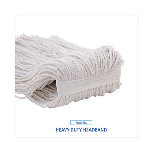 Premium Cut-end Wet Mop Heads, Rayon, 24oz, White, 12/carton.